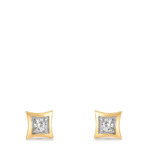Clous d'oreilles Or jaune 9K Zircone 2 Pierres