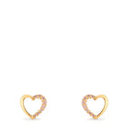 Clous d'oreilles Or jaune 9K Zircone rose Coeur Ø6.5 mm
