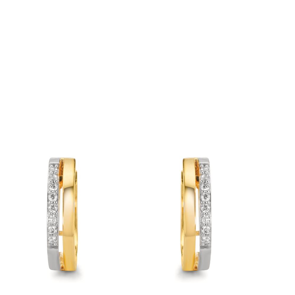 Créoles à charnières Or jaune 9K Zircone 16 Pierres Bicolore