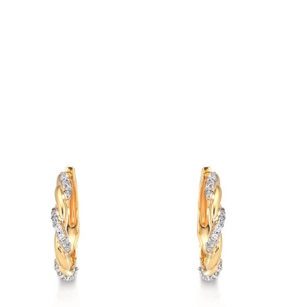 Créoles à charnières Or jaune 9K Zircone 30 Pierres