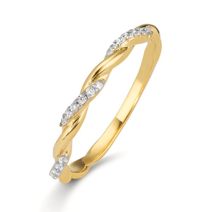 Bague Or jaune 9K Zircone 18 Pierres