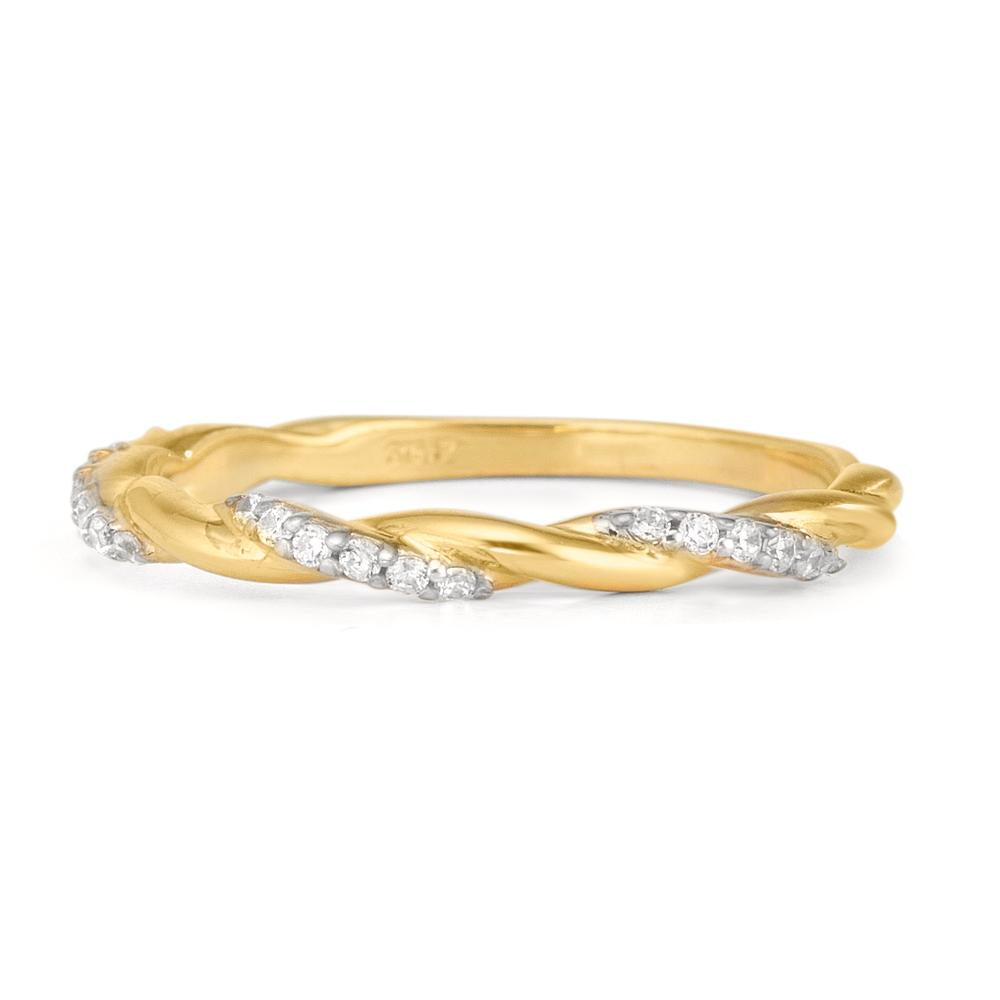 Bague Or jaune 9K Zircone 18 Pierres