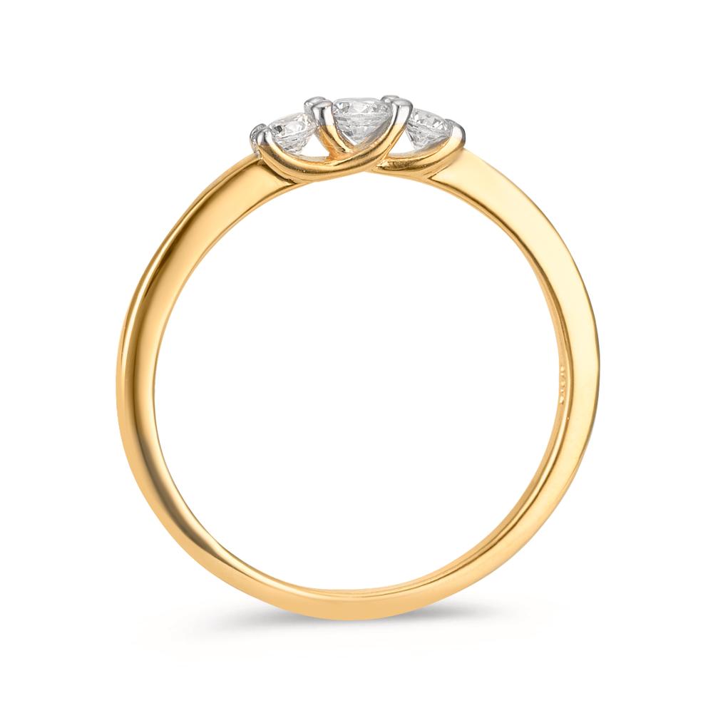 Bague Or jaune 9K Zircone 3 Pierres