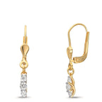 Pendant d'oreilles Or jaune 9K Zircone 6 Pierres