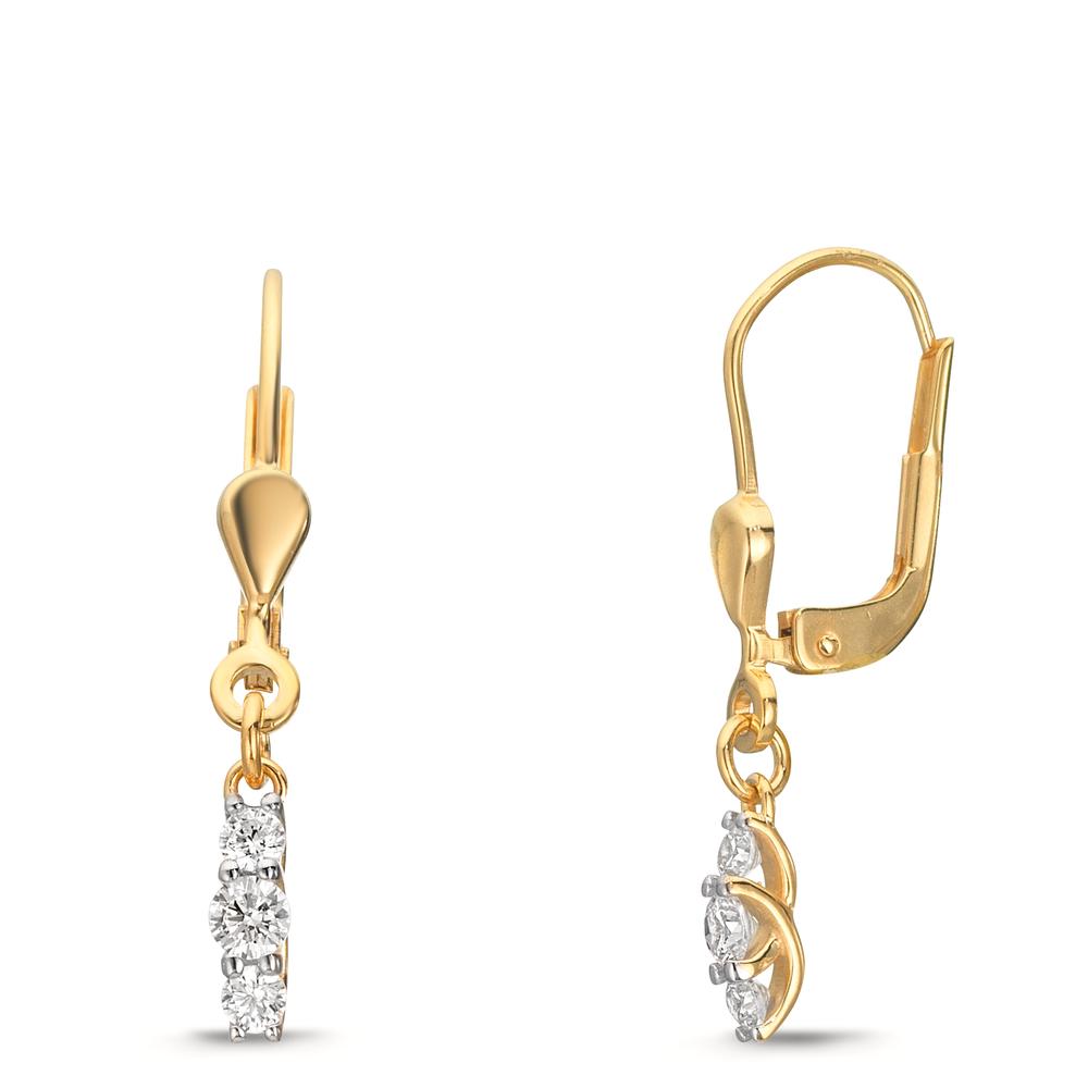 Pendant d'oreilles Or jaune 9K Zircone 6 Pierres