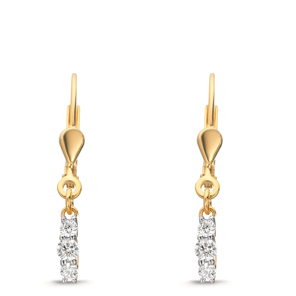 Pendant d'oreilles Or jaune 9K Zircone 6 Pierres