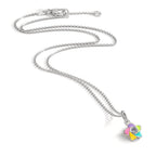 Chaînette avec pendentif Argent Zircone Rhodié Fleur 36-38 cm