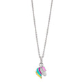 Chaînette avec pendentif Argent Zircone Rhodié Cheval 36-38 cm