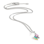 Chaînette avec pendentif Argent Zircone Rhodié Cheval 36-38 cm