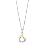 Chaînette avec pendentif Argent Zircone Rhodié Coeur 36-38 cm