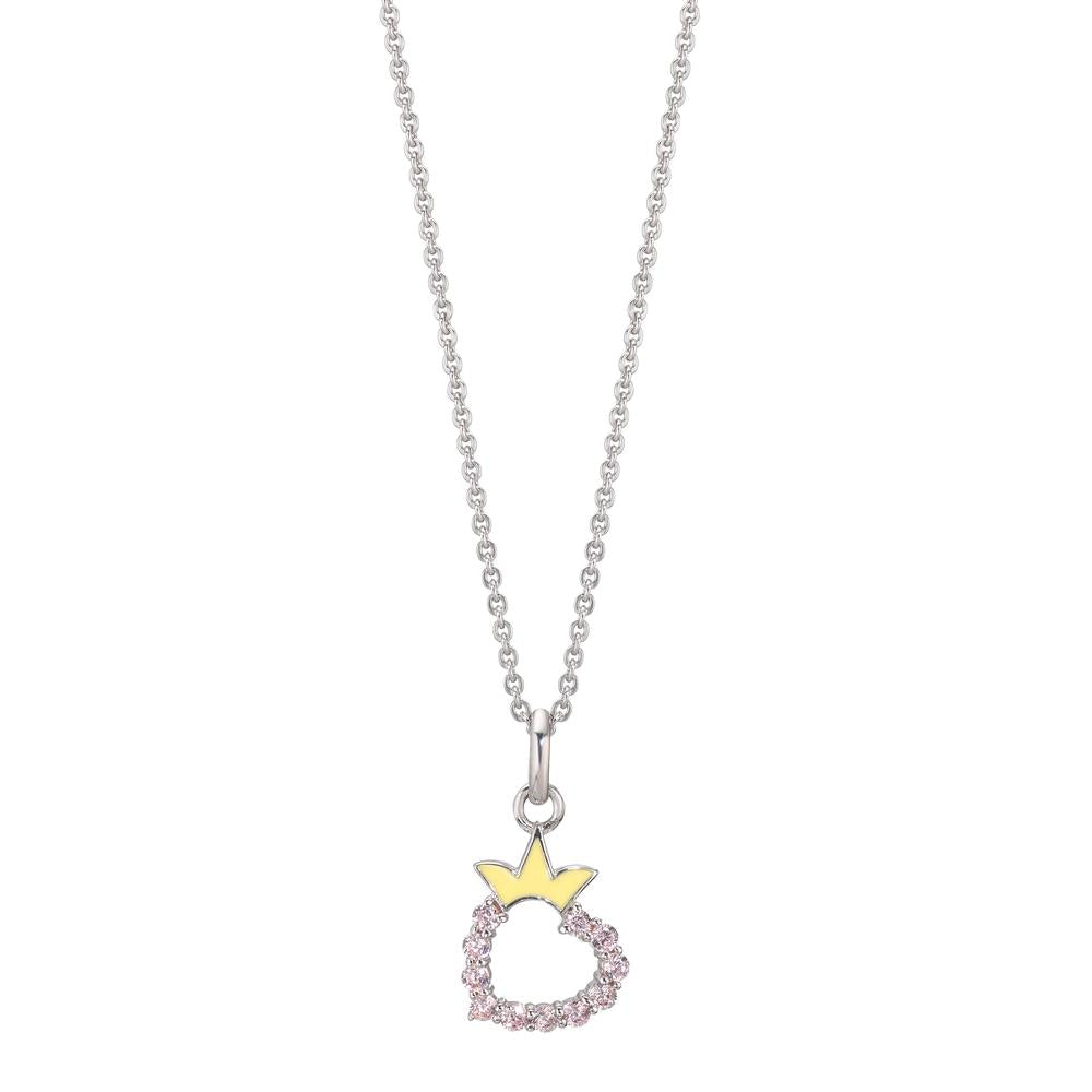 Chaînette avec pendentif Argent Zircone Rhodié Coeur 36-38 cm