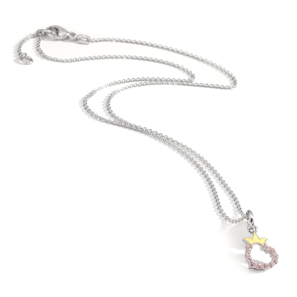 Chaînette avec pendentif Argent Zircone Rhodié Coeur 36-38 cm