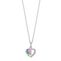 Chaînette avec pendentif Argent Zircone rose Rhodié Cheval 36-38 cm