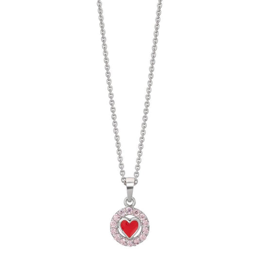 Chaînette avec pendentif Argent Zircone rose Rhodié 36-38 cm