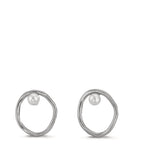 Clous d'oreilles Argent perle d'eau douce blanc, 2 Perles, 3 mm Ø11 mm