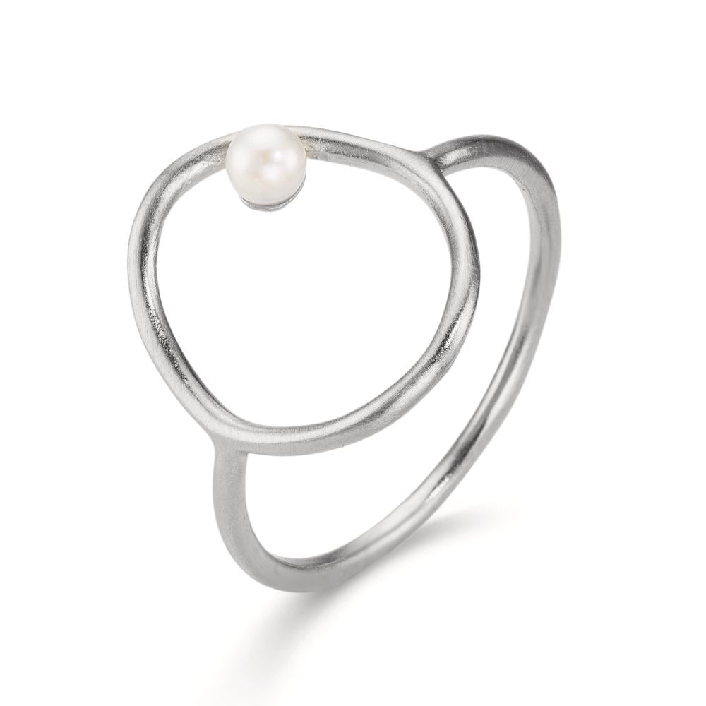Bague Argent perle d'eau douce blanc, 3 mm Ø14 mm