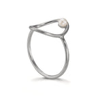 Bague Argent perle d'eau douce blanc, 3 mm Ø14 mm