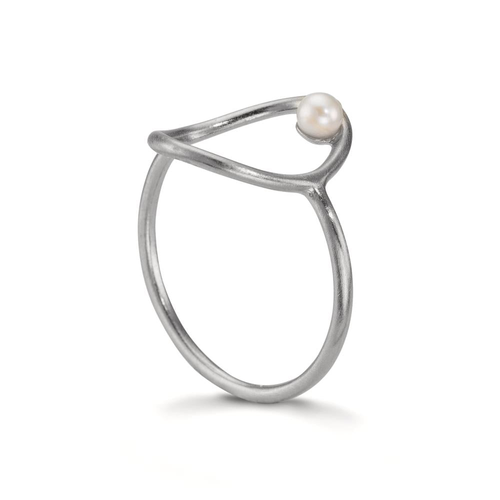 Bague Argent perle d'eau douce blanc, 3 mm Ø14 mm