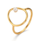 Bague Argent jaune Plaqué or perle d'eau douce blanc, 3 mm Ø14 mm