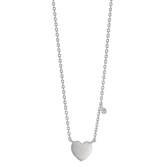 Collier Argent Zircone blanc Coeur 42-47 cm