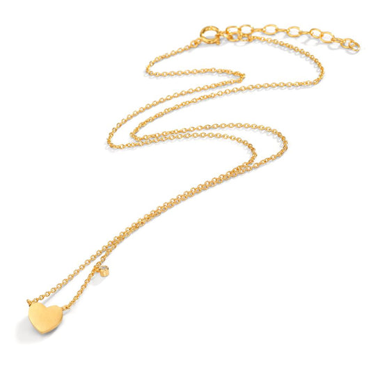 Collier Argent Zircone blanc jaune Plaqué or Coeur 42-47 cm