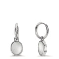 Créoles avec pendentif Argent nacre blanc, 2 Perles 9-9.5 mm Ø14 mm