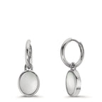 Créoles avec pendentif Argent nacre blanc, 2 Perles 9-9.5 mm Ø14 mm