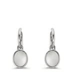 Créoles avec pendentif Argent nacre blanc, 2 Perles 9-9.5 mm Ø14 mm