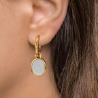 Créoles avec pendentif Argent jaune Plaqué or nacre blanc, 2 Perles 9-9.5 mm Ø14 mm