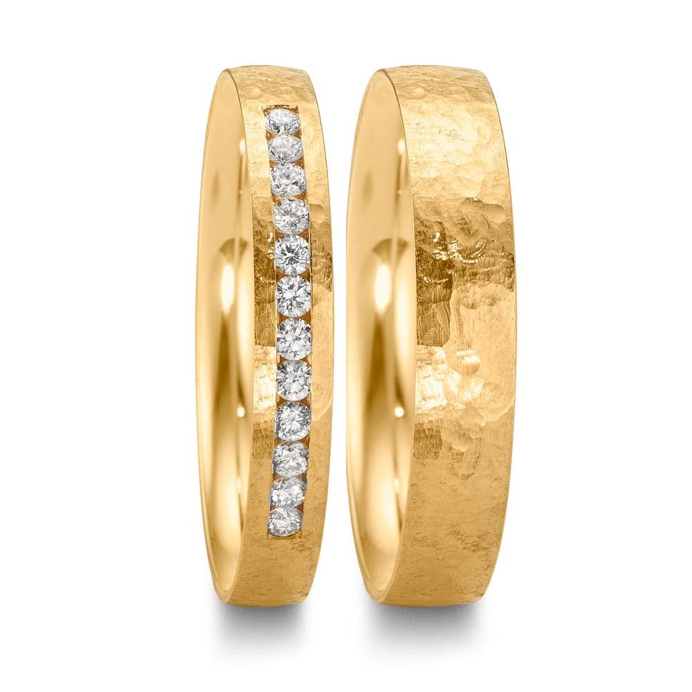 Alliance Or jaune 18K Diamant 0.18 ct, 12 Pierres, w-si