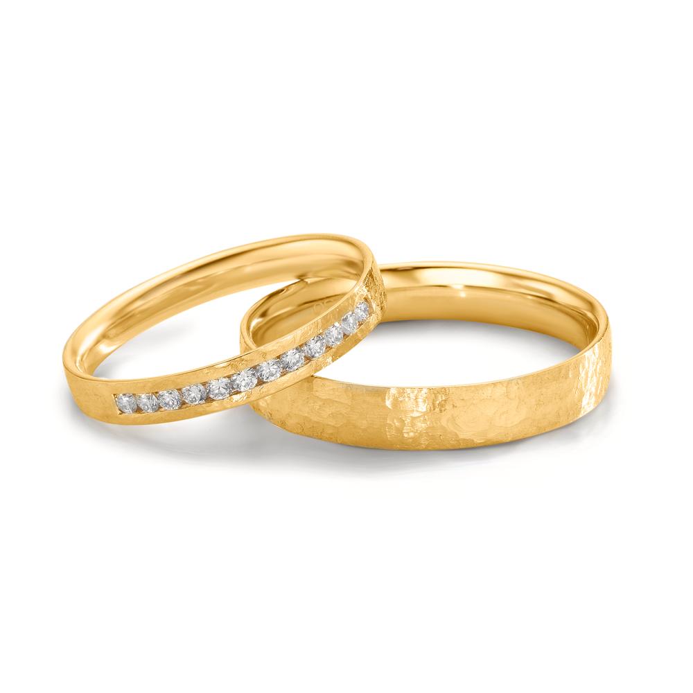 Alliance Or jaune 18K Diamant 0.18 ct, 12 Pierres, w-si