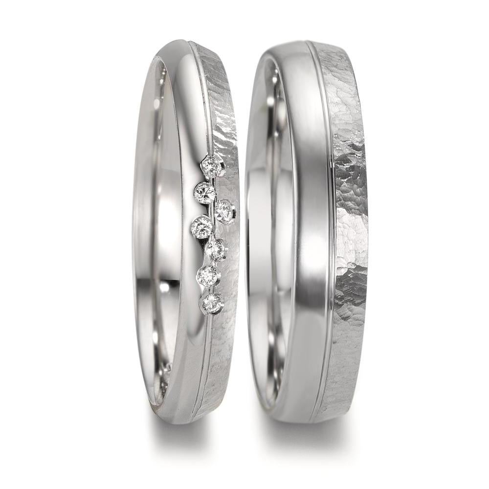 Alliance Platine 950 Diamant 0.035 ct, 7 Pierres, w-si