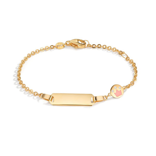 Gourmette avec gravure Or jaune 9K Laqué Couronne 12-14 cm