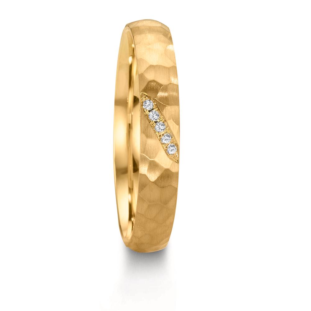 Alliance Or jaune 18K Diamant 0.02 ct, 4 Pierres, w-si