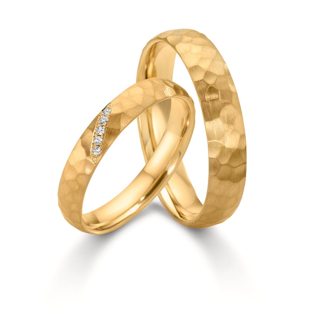 Alliance Or jaune 18K Diamant 0.02 ct, 4 Pierres, w-si