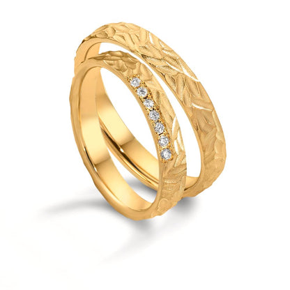 Alliance Or jaune 18K Diamant 0.063 ct, 7 Pierres, w-si