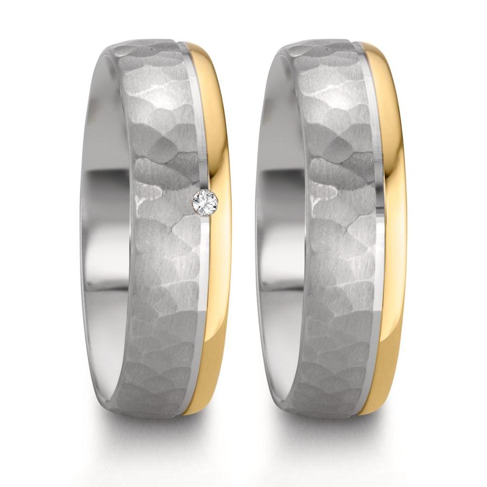 Alliance Argent, Or rose 14K Bicolore