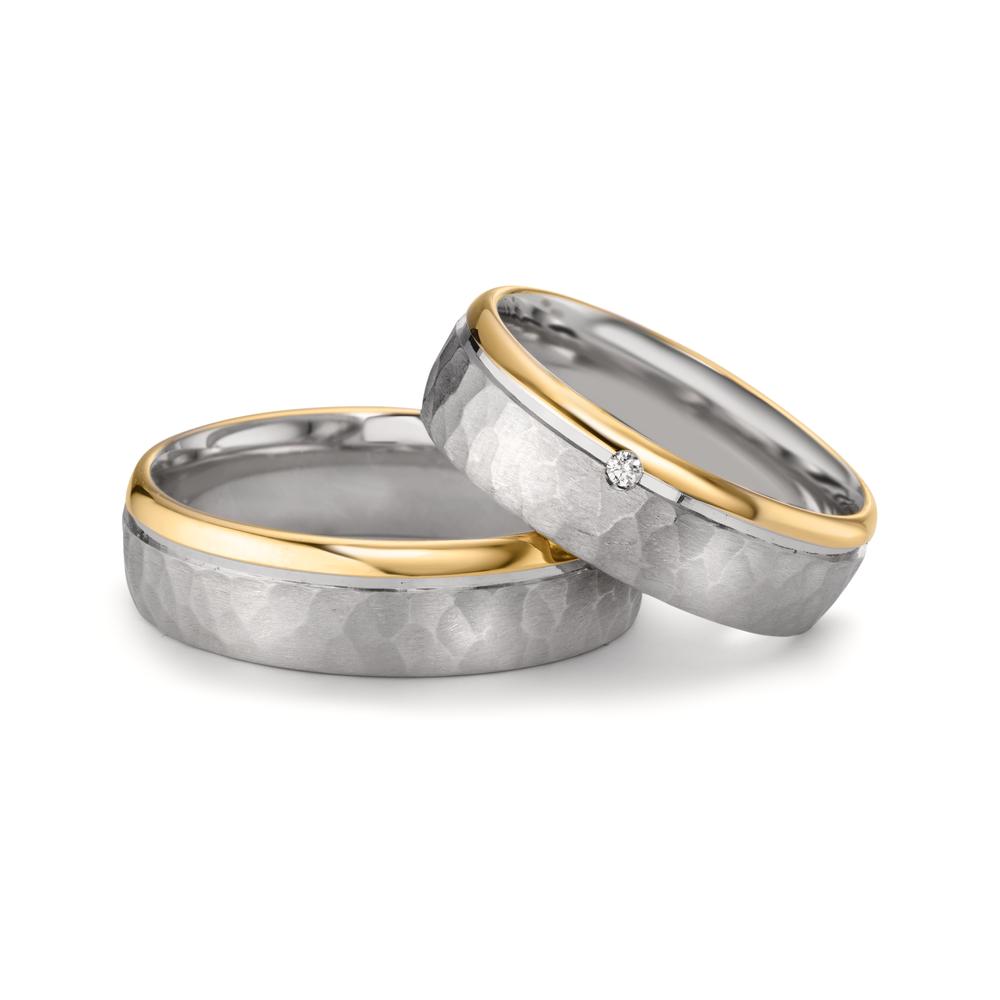 Alliance Argent, Or rose 14K Bicolore