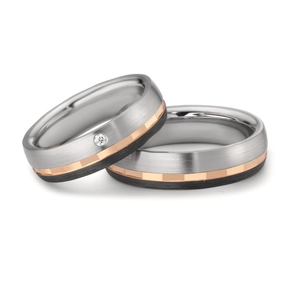 Alliance Acier inoxydable, Or rouge 9K Diamant 0.02 ct, w-si