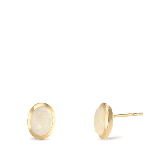 Clous d'oreilles Or jaune 9K Opale 2 Pierres