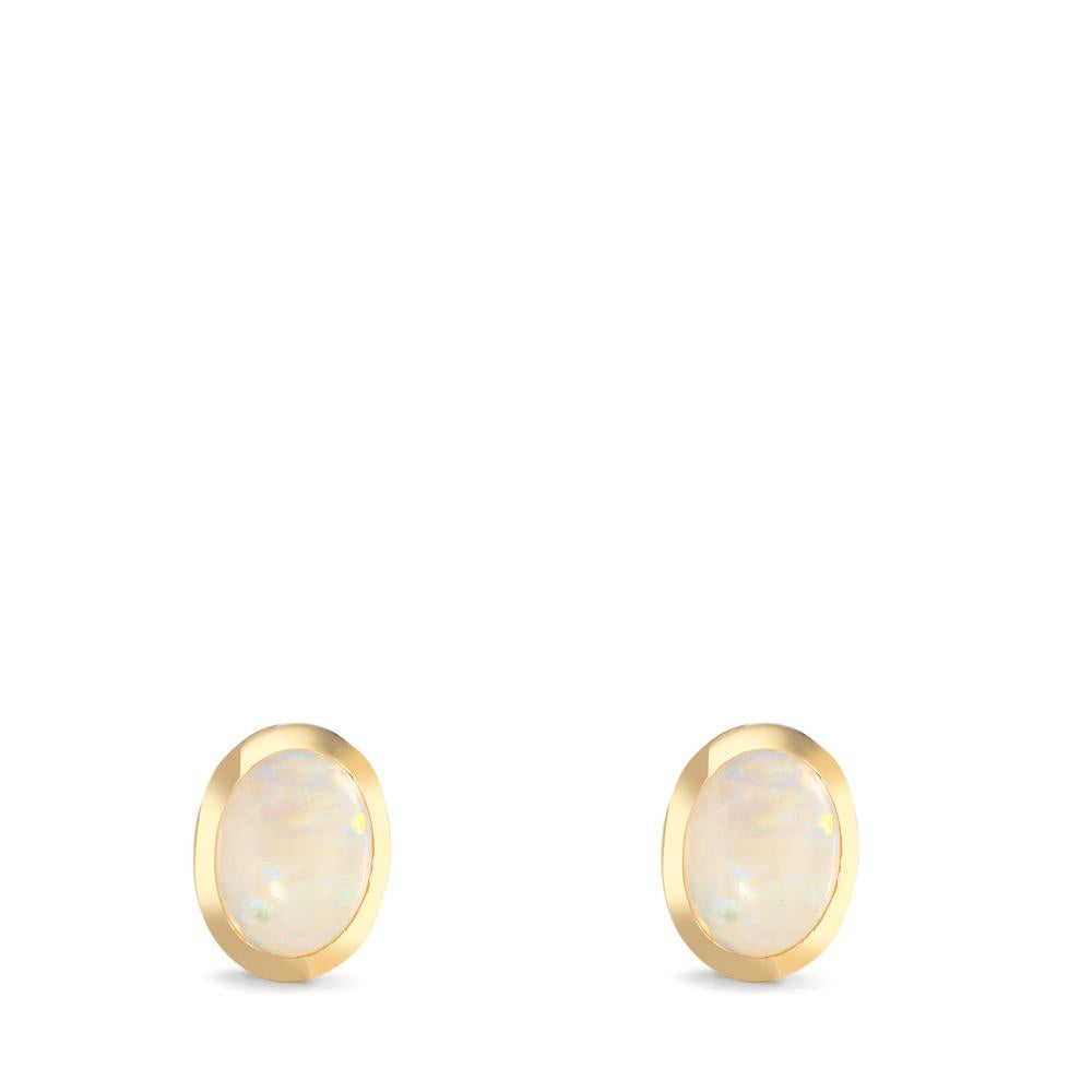 Clous d'oreilles Or jaune 9K Opale 2 Pierres