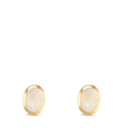 Clous d'oreilles Or jaune 9K Opale 2 Pierres