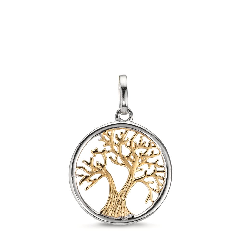Pendentif Or jaune 9K, Or blanc 9K Arbre de la vie Ø14 mm