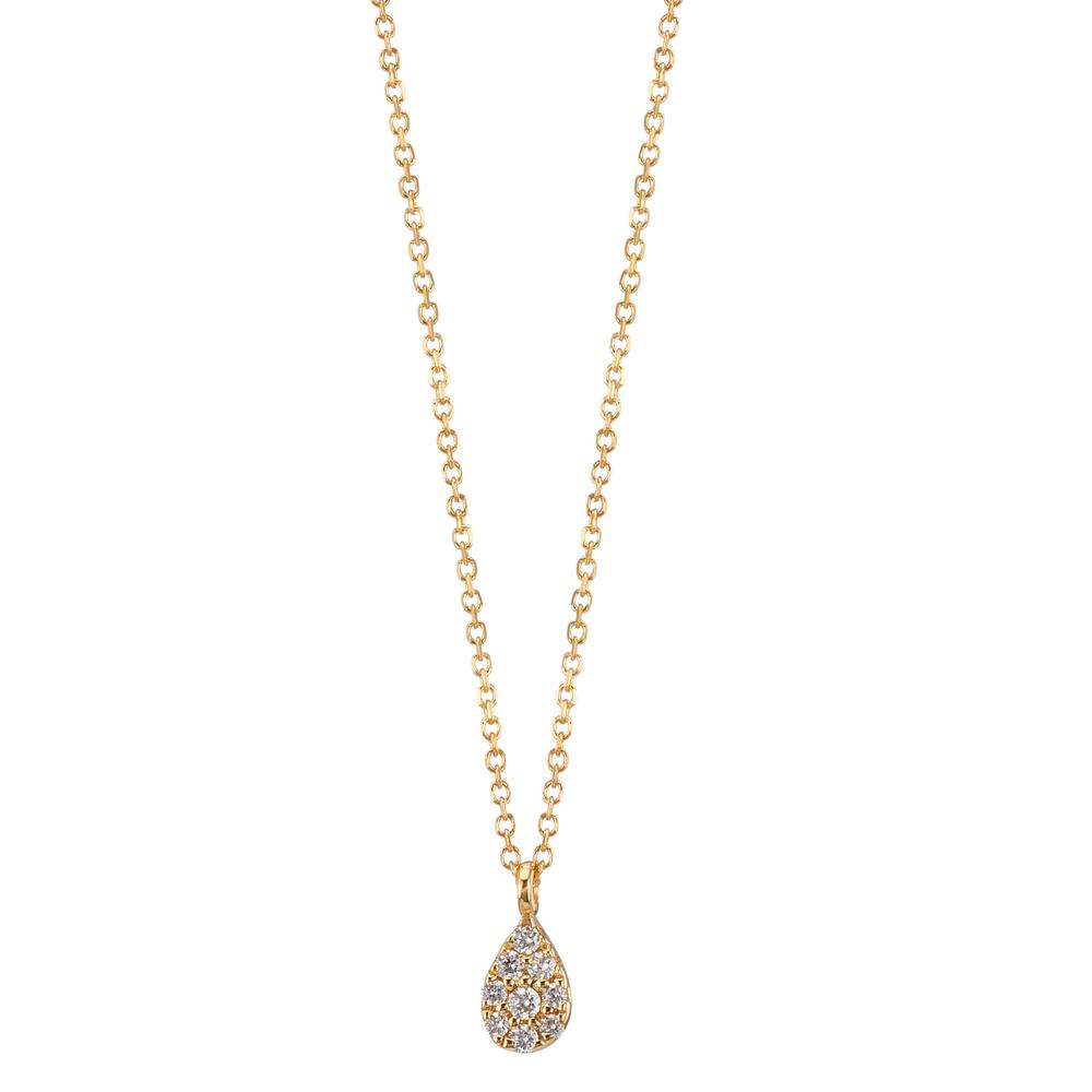 Collier Or jaune 18K Diamant 0.04 ct, 9 Pierres, w-si 42-45 cm