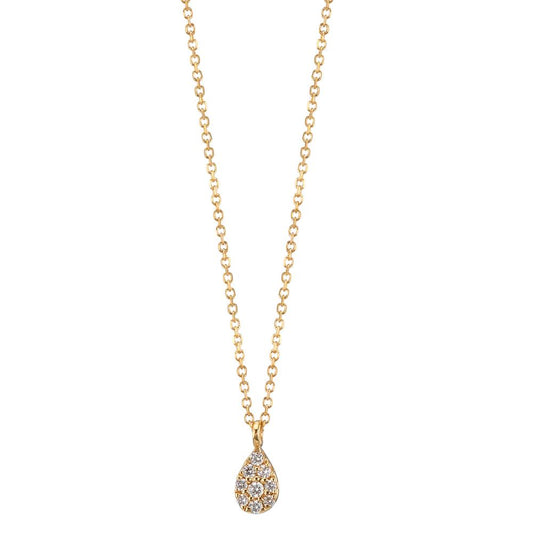 Collier Or jaune 18K Diamant 0.04 ct, 9 Pierres, w-si 42-45 cm