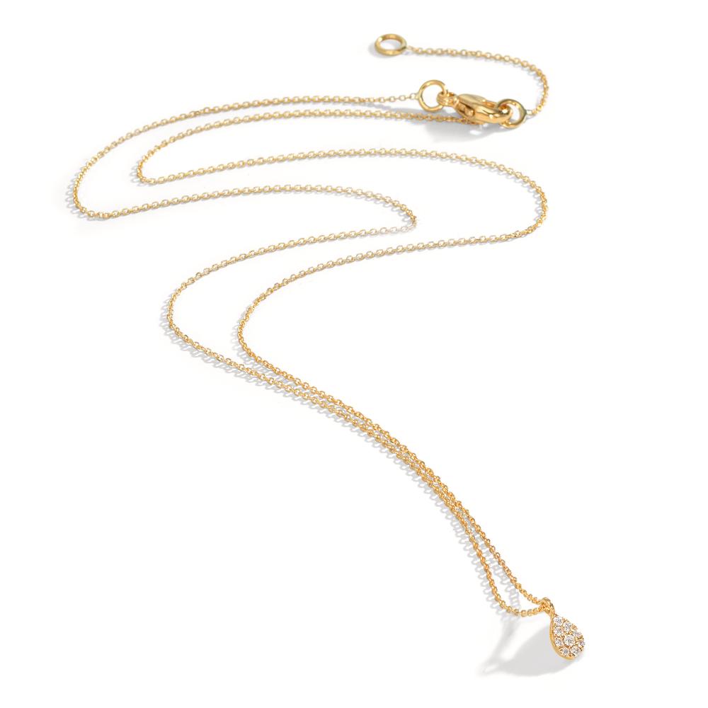 Collier Or jaune 18K Diamant 0.04 ct, 9 Pierres, w-si 42-45 cm
