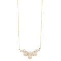 Collier Or jaune 18K Diamant 0.08 ct, 4 Pierres, w-si perle d'eau douce, 12 Perles 3.5-6.5 mm 42-45 cm
