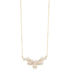 Collier Or jaune 18K Diamant 0.08 ct, 4 Pierres, w-si perle d'eau douce, 12 Perles 3.5-6.5 mm 42-45 cm