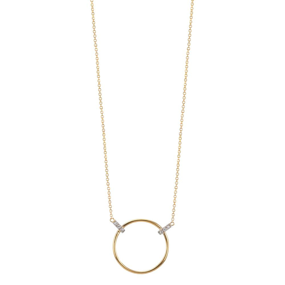 Collier Or jaune 9K, Or blanc 9K Zircone 6 Pierres 42-45 cm Ø14 mm