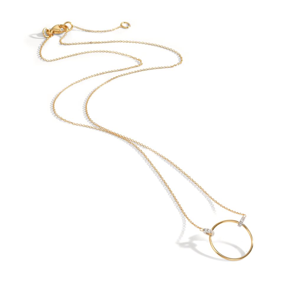 Collier Or jaune 9K, Or blanc 9K Zircone 6 Pierres 42-45 cm Ø14 mm